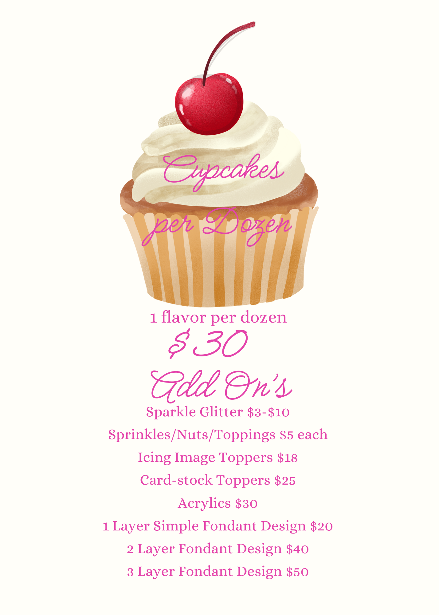 Pricing sheet