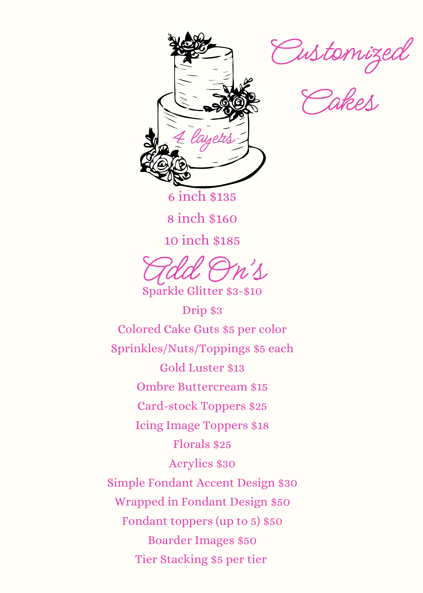 Pricing sheet